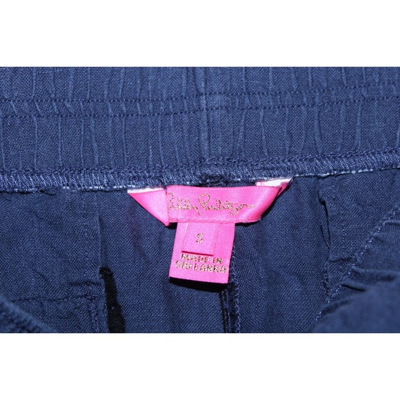 Lilly Pulitzer Women's Small Navy Blue Elastic Waist Linen Shorts - Picture 4 of 7